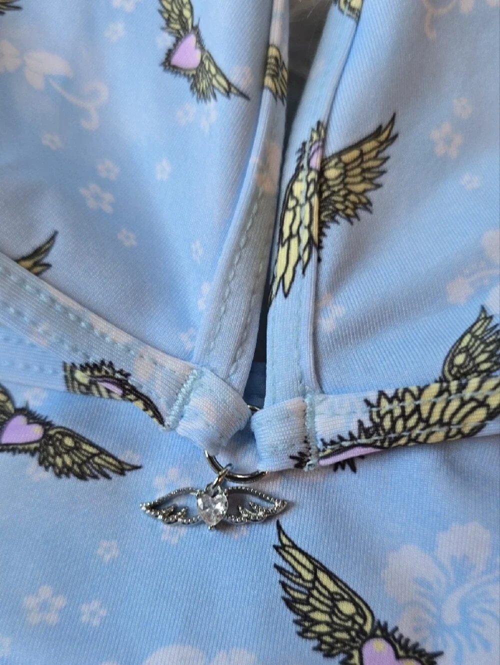Victoria's Secret x Frankie's Bikinis Light Blue Wing Heart Bikini Set SIZE M